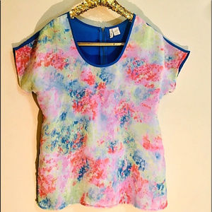 Japna Multi Colored & Blue Short Sleeved Top NWOT